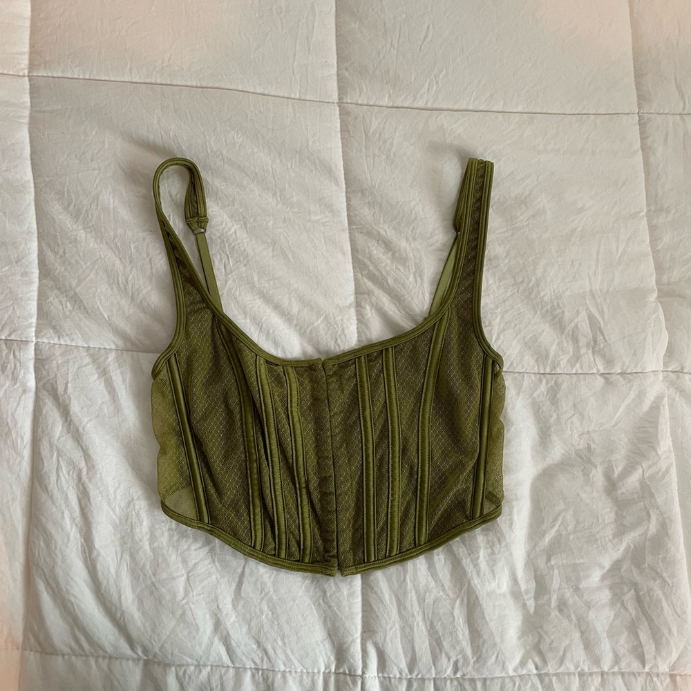 Green Corset Top SOLD - Picture 1 of 6